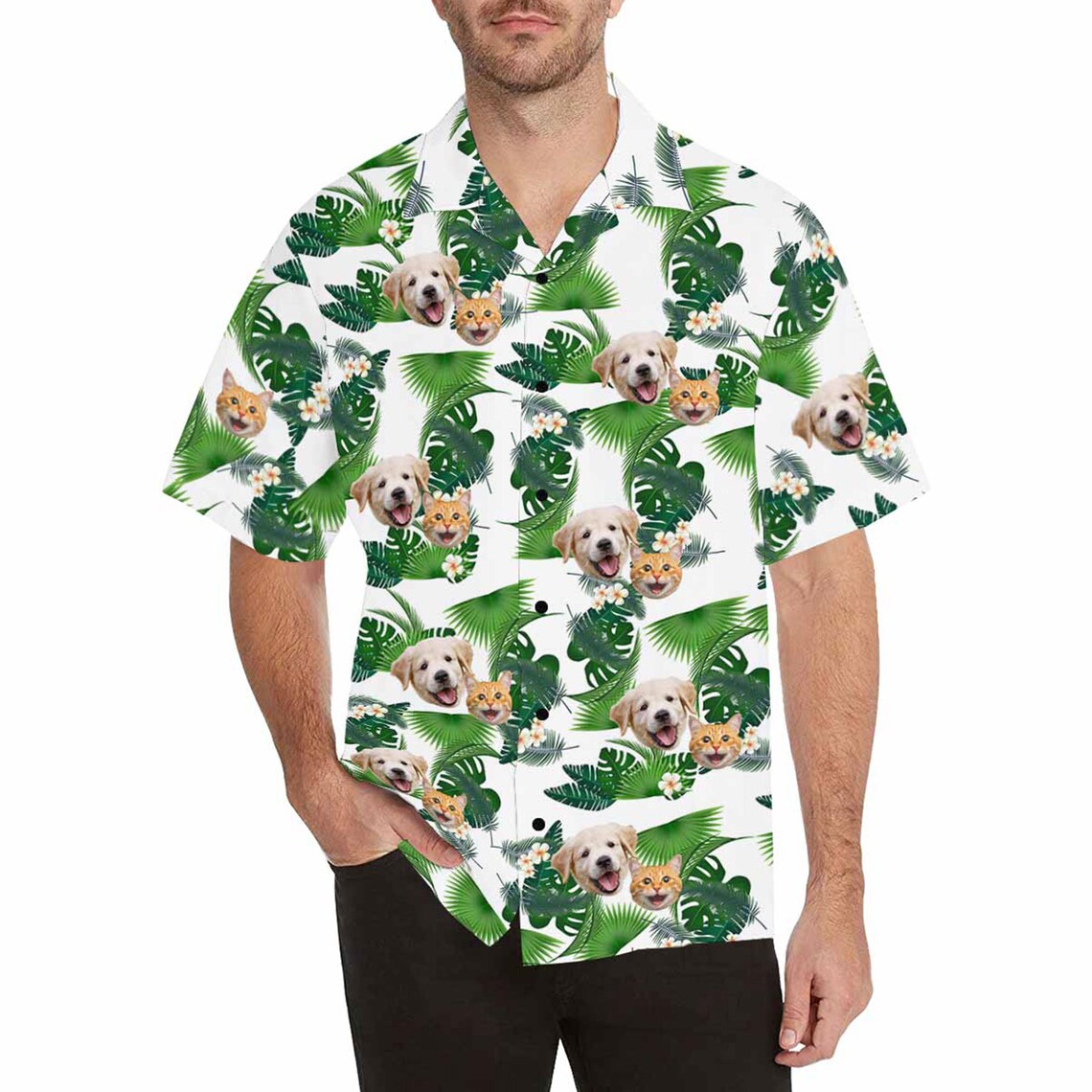 Custom Dog Cat Face Hawaii Shirt Personnalisé Pet Photo Summer Etsy