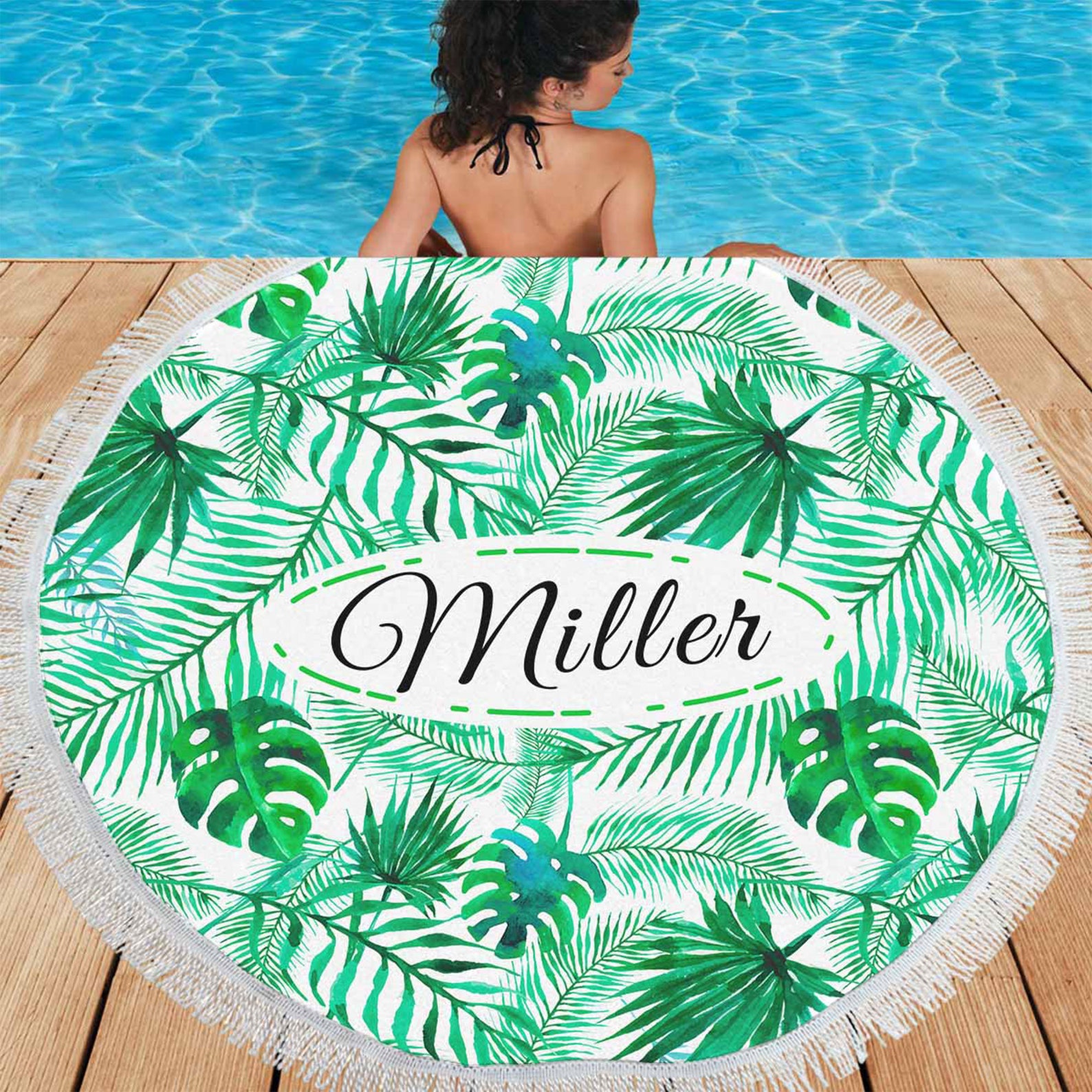 Tropical Floral Beach Towel Custom Name Bridal Shawl Etsy