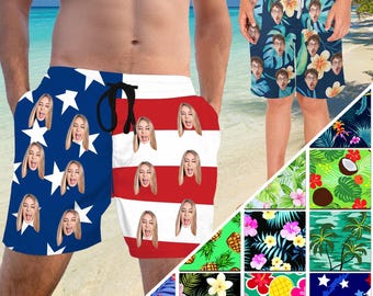 Custom Face Swim Trunks: Personalized Photo Swimsuit, Bachelor Gift