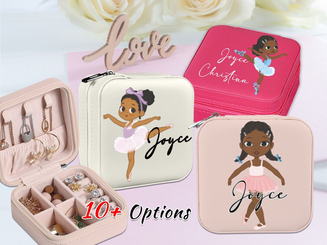 Custom Afro Black Girl Jewelry Box, Personalized Name Jewelry Box for