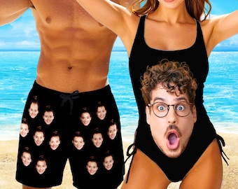 Custom Face Swimsuit: Personalized Bikini, Matching Couple Swimwear