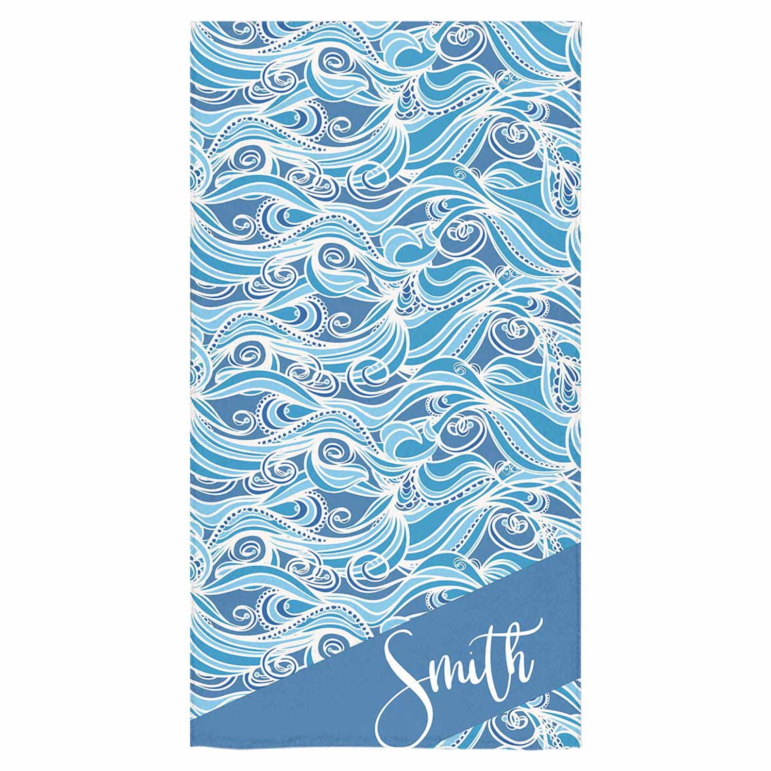 Personalized Waves Pattern Beach Towel Custom Text Beach Towel Etsy
