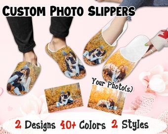 Custom  Photo Cotton Non-Slip Slippers,Personlized Smash Slippers Indoor Warm House Shoes, Fuzzy Slippers,  Valentine's Day Gifts.
