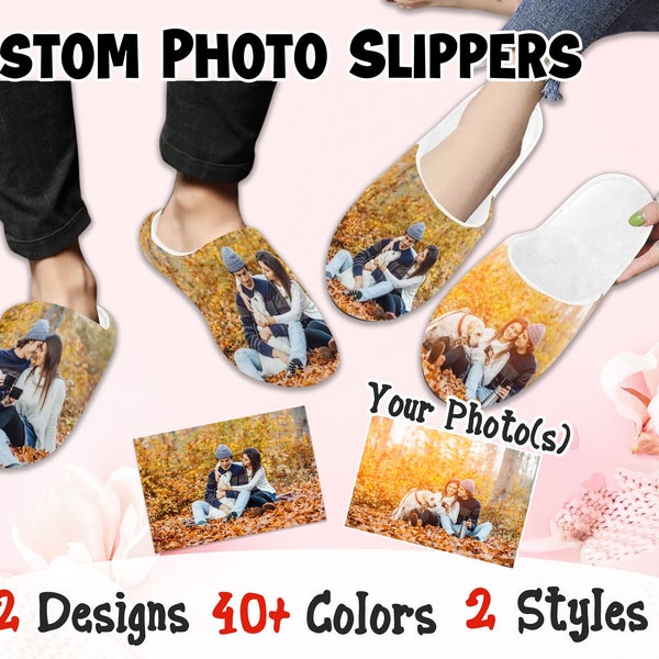 Custom  Photo Cotton Non-Slip Slippers,Personlized Smash Slippers Indoor Warm House Shoes, Fuzzy Slippers,  Valentine's Day Gifts.