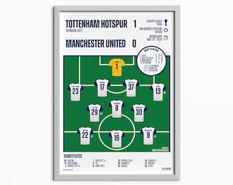 TOTTENHAM HOTSPUR vs. Manchester United - 2024/25 Europa League Final Match Line-up Print