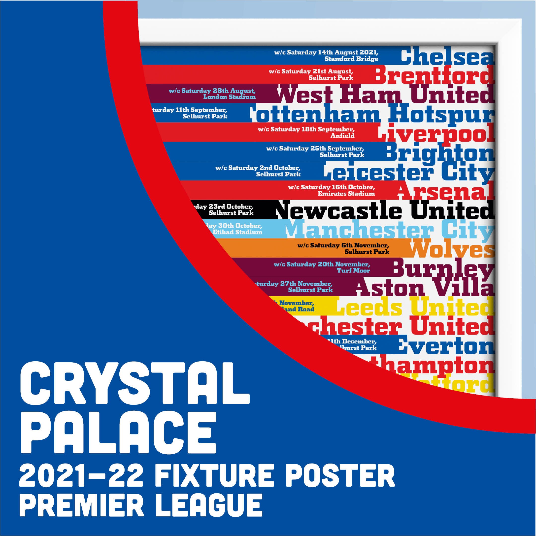 Crystal Palace Fixture Poster 2021/22 Etsy