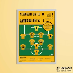 Newcastle United vs. CAMBRIDGE UNITED - 2021/22 F.A. Cup Third Round Match Line-up Print