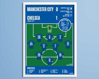Manchester City vs. CHELSEA - 2021 Champions League Final Match Line-up Print