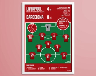 LIVERPOOL vs. Barcelona - 2019 Champions League Semi Final Match Line-up Print