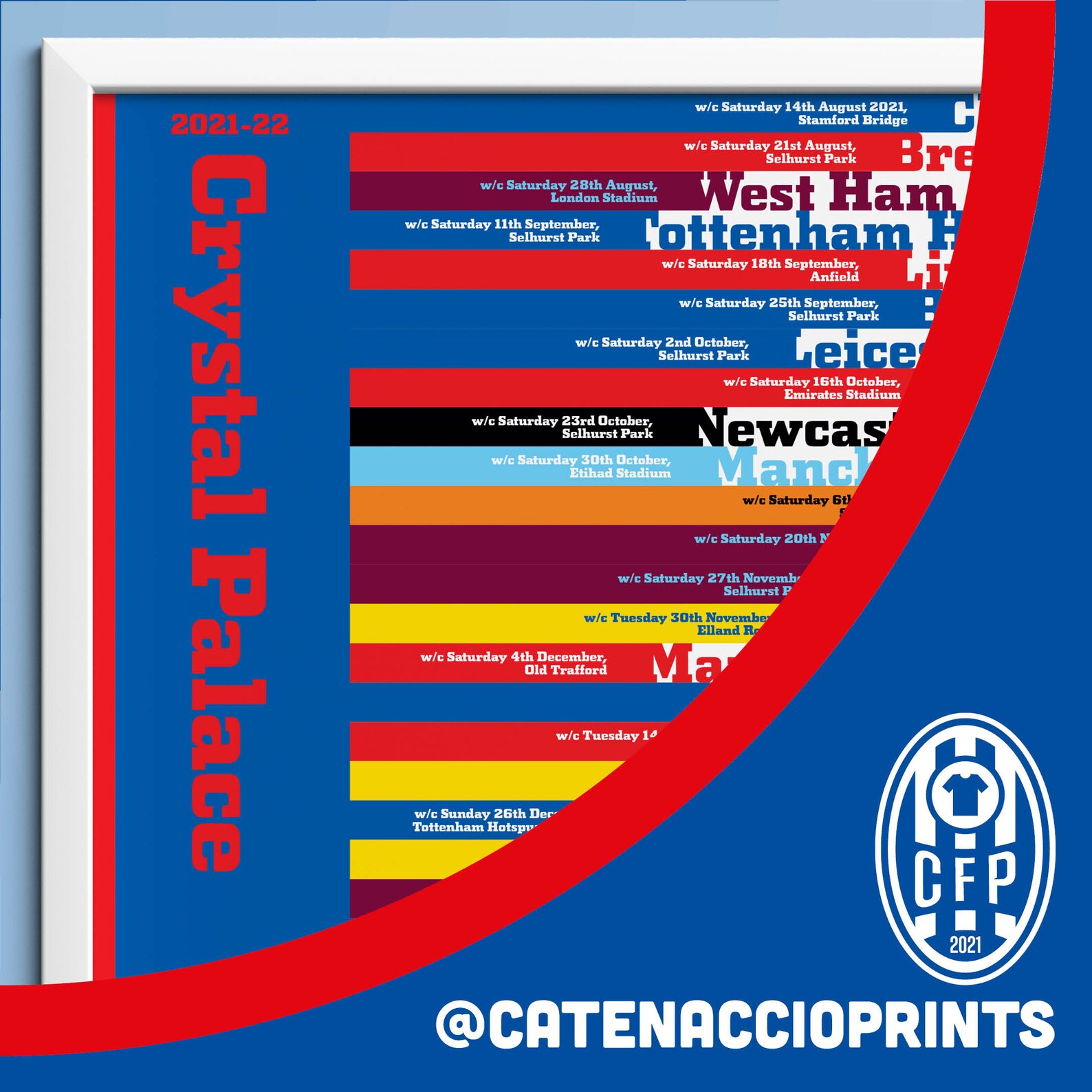 Crystal Palace Fixture Poster 2021/22 Etsy