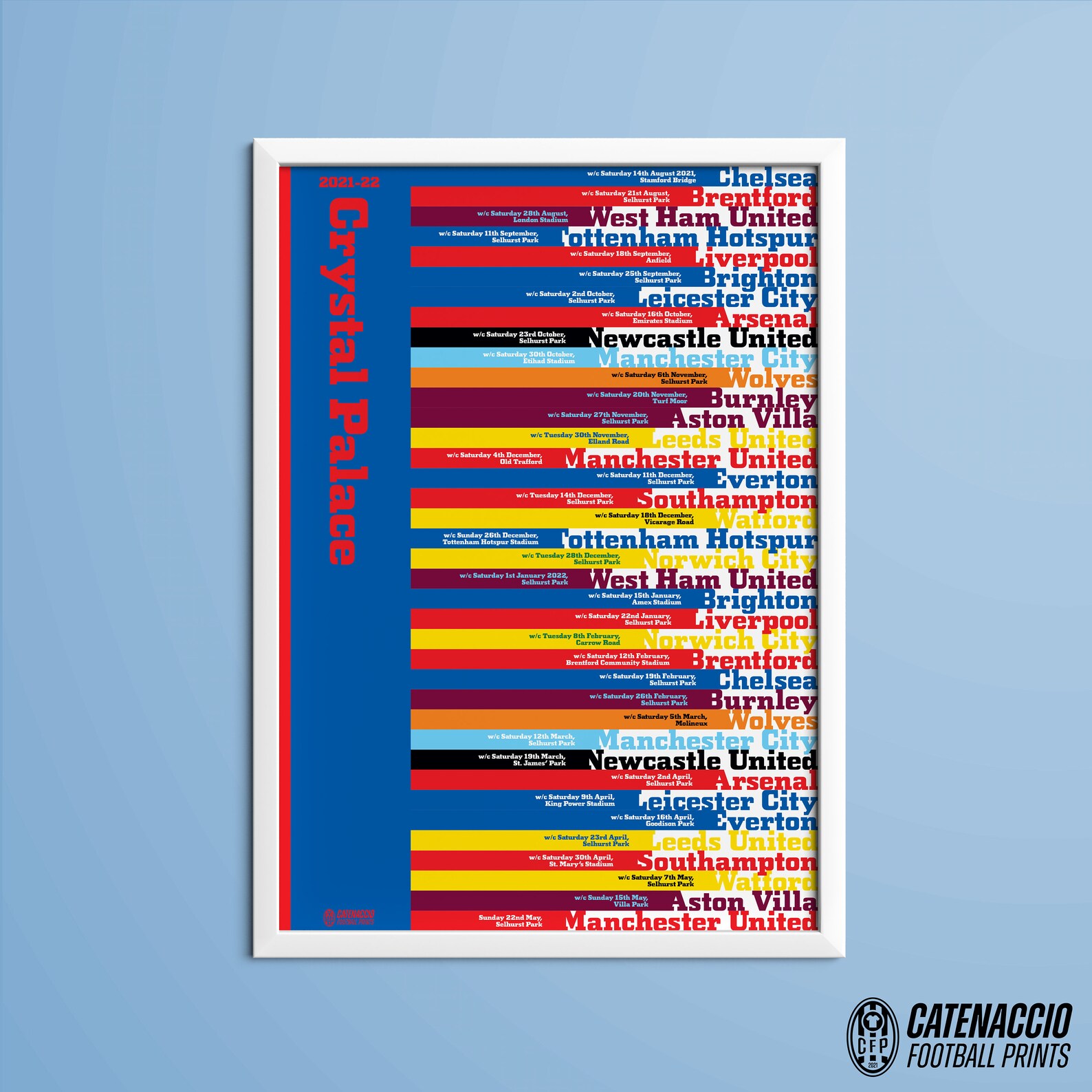 Crystal Palace Fixture Poster 2021/22 Etsy