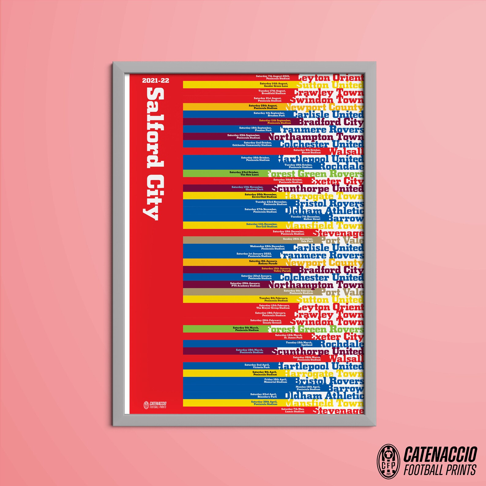 Salford City Fixture Poster 2021/22 Etsy