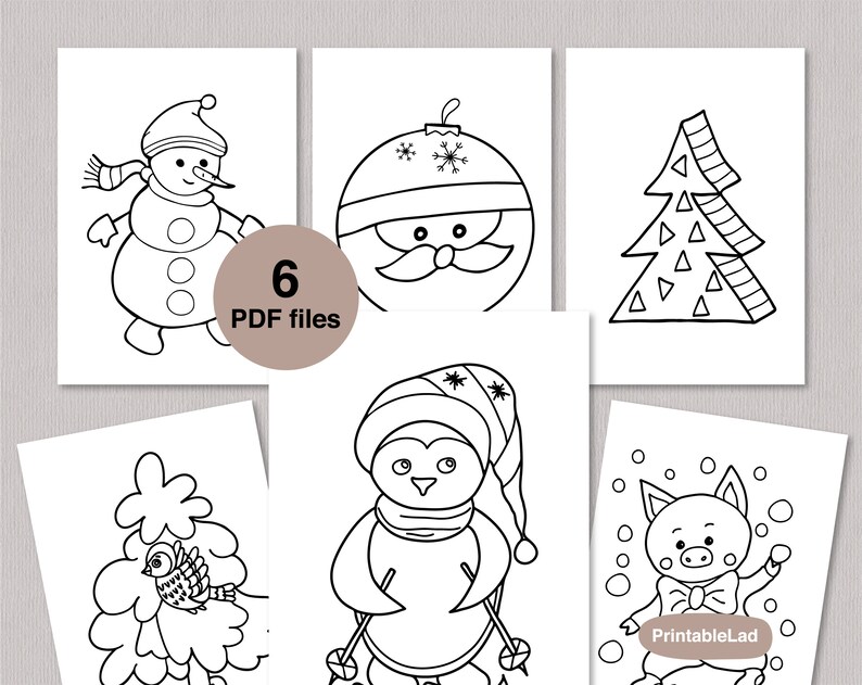 Download Christmas Coloring Pages 6 Printable Coloring For Kids Etsy