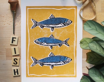 Fisch Linoldruck | Fish Linoprint A4 | Hering