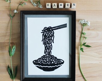 Ramen Linoldruck | Ramen Linoprint