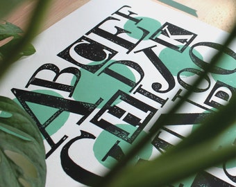 Typographie Linoldruck A3 | Alphabet Linoldruck | Typo Linocut