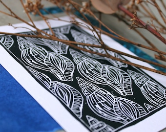 Muschel Linoldruck | Shell Linoprint | Mini-Print