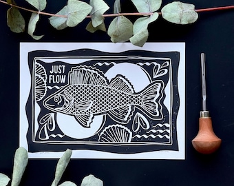 Fisch Linoldruck | Fish Linoprint A5
