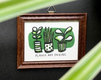 Pflanzen Linoldruck Reduktionsdruck gerahmt | Plant Linoprint framed |  Pflanzen Print mini