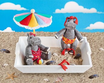 PDF pattern Hippos by the sea - direct download - Dutch - English