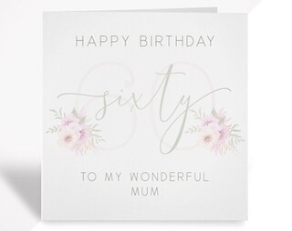 Biglietto Di Auguri 60° Compleanno Per Donna - Design Con Lamina D'Oro - Elegante Cartolina Per Mamma, Amica, Sorella - 127x178 Mm