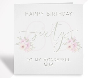 Biglietto Di Auguri 60° Compleanno Per Donna - Design Con Lamina D'Oro - Elegante Cartolina Per Mamma, Amica, Sorella - 127x178 Mm