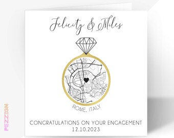 Personalised Engagement Card with Map | Customised Location Map Card | She Said Yes | Unique Engagement Gift Idea | Congratulations Card