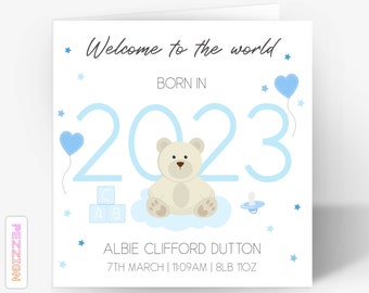 Carte personnalisée de nouveau bébé, carte de nouveau bébé garçon, carte de nouveaux parents, carte de félicitations, carte de bébé, carte de nouveau-né, carte souvenir, futurs parents
