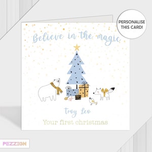 Personalised First Christmas Card For Grandson, Son, Nephew, Godson, New Baby Boy