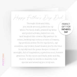 Besondere Vatertagskarte - Für Papa, Opa oder Stiefvater mit einem von Herzen kommenden Gedicht - Perfekte Geschenkidee von Tochter oder Sohn