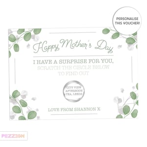 Voucher gratta e vinci personalizzato per la festa della mamma per mamma, nonna, nonna, idea regalo, tè pomeridiano, giornata spa