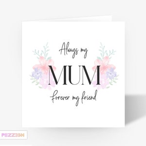 Tarjeta floral personalizada hecha a mano para el Día de la Madre 'Forever my Friend' para mamá, mamá, nan, abuela