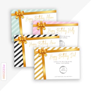 Bon de réduction personnalisé pour carte à gratter - Idée cadeau surprise pour un anniversaire, un anniversaire, des concerts, une journée au spa, des vacances et un week-end