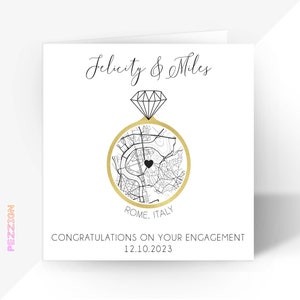 Personalised Engagement Card with Map | Customised Location Map Card | She Said Yes | Unique Engagement Gift Idea | Congratulations Card