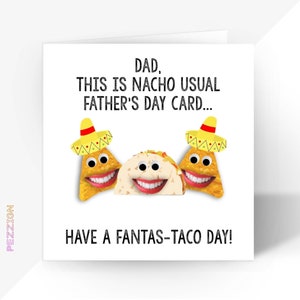 Carte de fête des pères drôle personnalisée pour papa, grand-père, beau-père - blague de papa, carte humoristique sur le thème des nachos pour papa, mari - du fils, de la fille