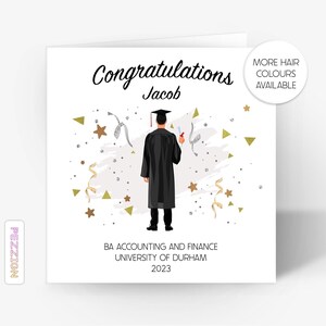 Tarjeta de graduación personalizada - Doctorado, Maestría, Grado - Regalo personalizable y único para él, hijo y nieto, graduación de hombres
