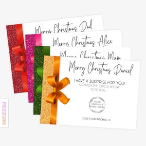 Carte à gratter de Noël personnalisée, Bon cadeau surprise, Idée cadeau unique, week-end, vacances, concert, Journée Spa, Spectacle d’humour, Théâtre