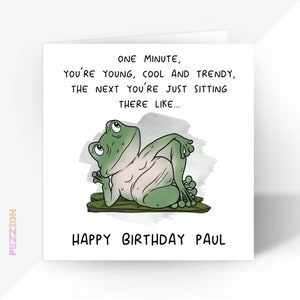 Carte d'anniversaire personnalisée grenouille drôle pour papa frère mari oncle ami, carte d'anniversaire grenouille grincheuse, 30e 40e 50e carte d'anniversaire drôle