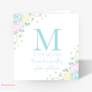 Cartas florales personalizadas hechas a mano Tarjeta del Día de la Madre para mamá, mamá, nan, abuela, idea de regalo