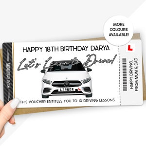 Gepersonaliseerde cadeaubon voor rijlessen - 17e, 18e of 21e verjaardagscadeau - certificaat voor leerling-chauffeur en auto-ervaring