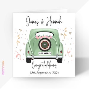 Personalised Wedding Day Card | Congratulations on Your Wedding Day Card | Wedding Day Keepsake Gift | Wedding Car | Bride & Groom