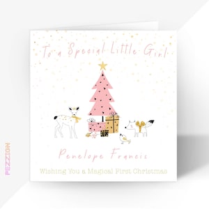 Carte de Noël personnalisée pour bébé - Pour fille, petite-fille, nièce, filleule - Cadeau de Noël pour nouveau-né - Souvenir spécial