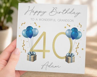 Personalisierte 40.Geburtstagskarte für Ihn - Individuelles Meilenstein Geschenk für Schwiegersohn, Enkel, Schwiegersohn, Neffe