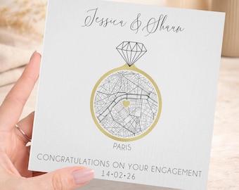 Personalised Engagement Card with Map | Customised Location Map Card | She Said Yes | Unique Engagement Gift Idea | Congratulations Card