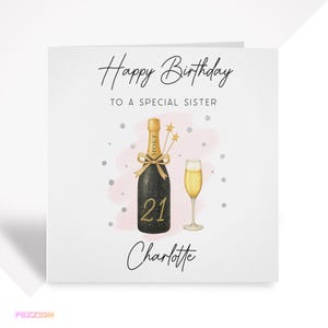 Carte de 21e anniversaire personnalisée pour elle - fille, soeur, nièce, petite-fille - carte de 21e anniversaire personnalisée - cadeau d'anniversaire souvenir