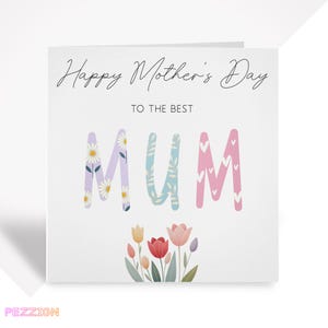 Tarjeta del Día de la Madre / Feliz Día de la Madre / Tarjeta personalizada para mamá / Linda tarjeta floral hecha a mano