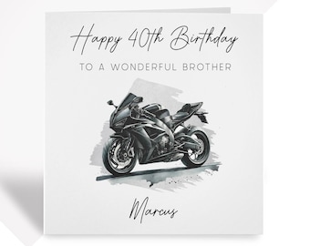 Personligt motorcykelfödelsedagskort | Bikerkort för honom | Son, pappa, bror, make, barnbarn, brorson