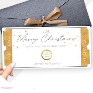 Carte à gratter cadeau de Noël - Révélation surprise des Fêtes | Bon cadeau personnalisé pour une journée au spa, un concert ou une expérience