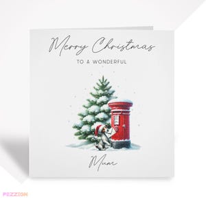 Biglietto di Natale per cani - Jack Russell Terrier con cassetta postale / Biglietto di Natale per lui, lei, famiglia e amici / Biglietto di Natale personalizzato per amanti dei cani