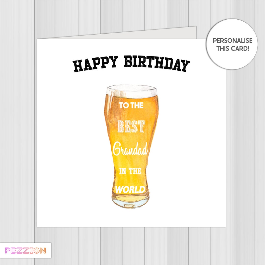 Personalised Whiskey Birthday Card For Dad, Grandad, Step Dad, Brother, Uncle, Son – Folded Hammered Card With Envelope, PrintZania UK